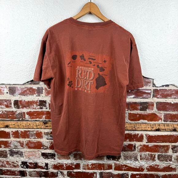 Vintage Red Dirt Shirt Size Large Red Orange Short Sleeve Hawaii Original Travel - Picture 6 of 8